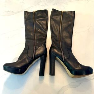 MICHAEL Michael Kors Lesly leather tall platform knee high Black boots size 8